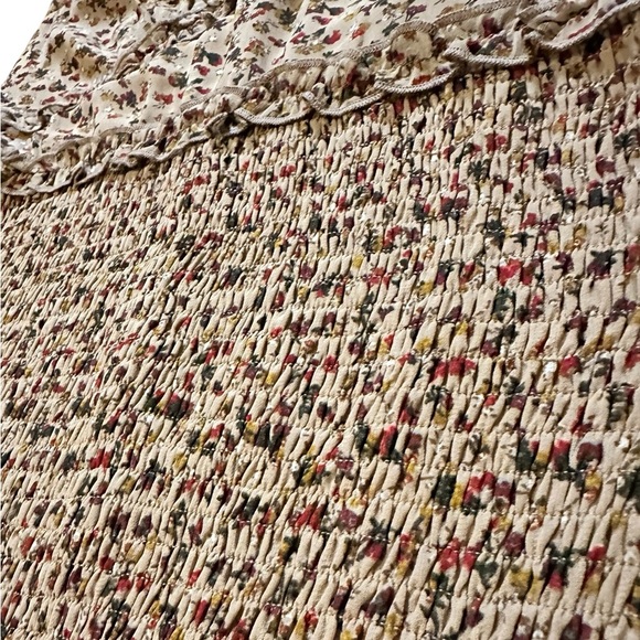 Storia Brown Floral Mini Dress Spaghetti Strap Small Preppy Feminine Smocked M - Picture 3 of 8